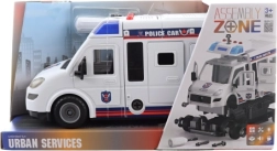 Skrutkovacie policajné auto na batérie s efektmi a zotrvačníkom