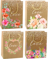 Darčeková taška s nápisom Love a kvety 23 x 18 x 10,5 cm