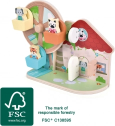 Drevená motorická hračka s ruským kolesom Priatelia z džungle small foot