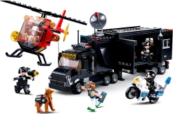 SLUBAN polícia SWAT mobilná základňa s vrtuľníkom a motorkou