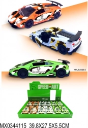 Kovový športový model auta LAEVEGOS s otváracími dverami a naťahovacím pohonom