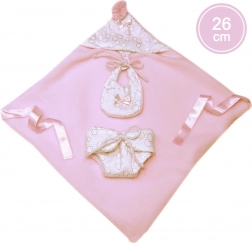 Dvojkomorový oblek s kapucňou pre bábiku New Born 26 cm