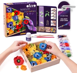 Výtvarná modelovacia sada DIY kvety s dreveným rámom