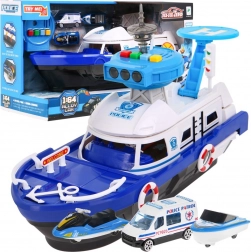 Interaktívna policajná loď 2v1 s úložným priestorom a svetlami a zvukmi
