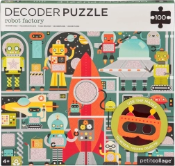 Petit Collage puzzle roboti s dekódovacou maskou, 100 dielikov