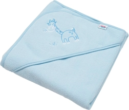 Detská froté osuška s kapucňou New Baby modrá žirafka 80 × 80 cm
