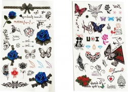 Dočasné tetovacie nálepky pre dievčatá – mix motívov, arch 25 cm