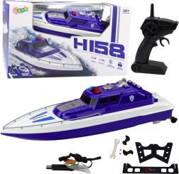 Policajný motorový čln na diaľkové ovládanie modrý