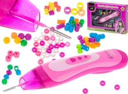 Ružová súprava na zapletanie s korálkami