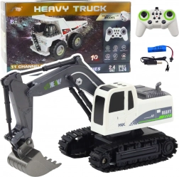 RC pásový bager 1:24 s osvetlením a zvukmi HEAVY TRUCK – biely