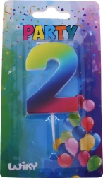 Párty sviečka číslo 2 dúhová