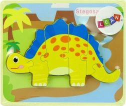 Drevené puzzle dinosaurus – žltý stegosaurus alebo žltý oviraptor