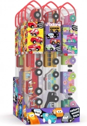 Súprava drevených autíčok v tube – 4 vozidlá