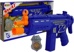 Policajná súprava pištoľ odznak námornícka modrá zvukové svetelné efekty 37 cm