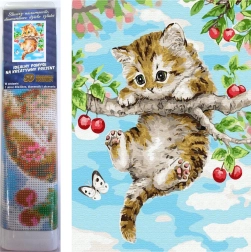 Norimpex diamantové maľovanie Mačiatko na čerešni 30 × 40 cm