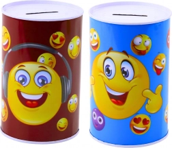 Kovová pokladnička Emotikony modrá a hnedá