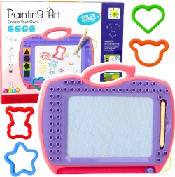 Magnetická kresliaca tabuľa s pečiatkami Ružová