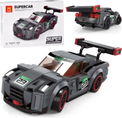 Technická stavebnica športové auto sivé, 166 dielikov s nálepkami