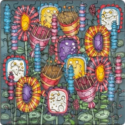 Štvorcové puzzle CURIOSI Q Silver – farebné kvety, 72 dielikov