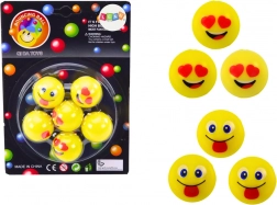 Sada žltých skákacích loptičiek Emoji 6 ks