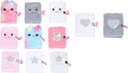 Denníček so zámkom, plyšový, 10,5 × 15 cm, 70 nelinkovaných strán