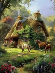 Diamantové maľovanie Lesná chata kreatívna sada 30x40 cm