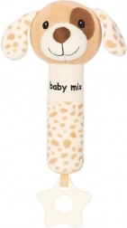 plyšová hrkajúca hračka s píšťalkou BABY MIX – hnedý psík