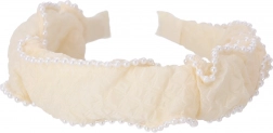 Široká čelenka s perličkami – biela