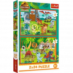 Puzzle 2x24 Malí dinosauri Universal Jurassic World Trefl