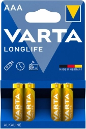 Alkalické mikrotužkové batérie AAA Varta Longlife, 4 ks