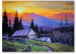 Diamantové maľovanie – hory pri západe slnka 40 × 30 cm