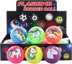 Gumová loptička jednorožec so svetlom 5,5 cm