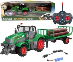 RC traktor s prívesom na klády 1:24 WOOPIE