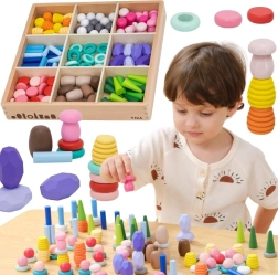 VIGA drevená montessori stavebnica Nature Treasures 141 ks