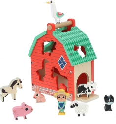 Drevená farma so zvieratkami a vkladačkou