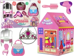 Detský ružový stan pre princezné s korunkou