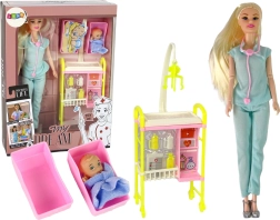 Lekárska bábika s dlhými vlasmi a doplnkami