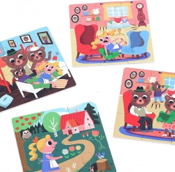 Vilac drevené puzzle Zlatovláska 4 v 1