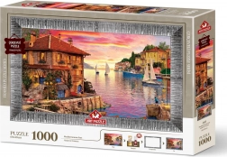 Puzzle s rámčekom a lepidlom Stredomorský prístav 1000 dielikov