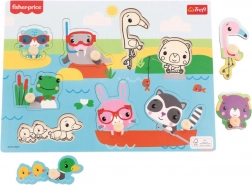 Drevená skladačka Fisher-Price Zvieratká pri vode