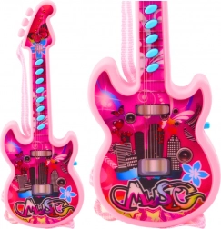 Elektrická gitara pre deti s melódiami a solmizáciou ružová