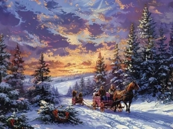 Diamantové maľovanie – vychádzka na saniach 30 × 40 cm