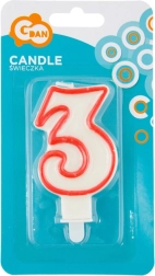 Tortová sviečka číslica 3 s červeným obrysom GODAN