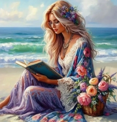 Diamantové maľovanie Dievča s knihou 30x40cm