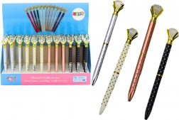 Guľôčkové pero s diamantom, bodkované, modrý atrament 0,7 mm (mix farieb)