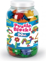 Stavebnica puzzle vo veľkej dóze 90 ks
