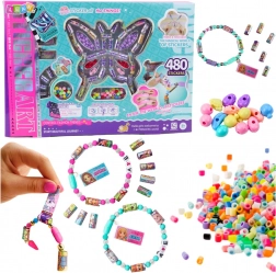 kreatívna sada na výrobu šperkov a dekorácií so samolepkami a korálkami, 480 ks