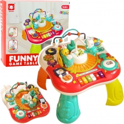 Interaktívny vzdelávací stolík 2 v 1 s hudobným panelom a pianom, červený