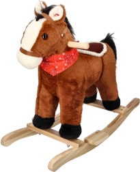 Hojdací plyšový koník hnedý pre deti