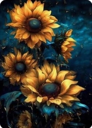 Diamantové maľovanie slnečníc v noci 30 × 40 cm